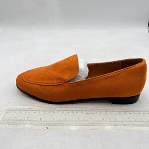 FOWT Women Orange Almond Toe Pumps Solid Color Loafer Slip On Cozy Party Shoes